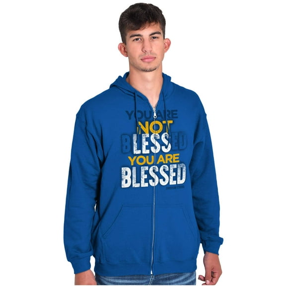 Not Less You Are Blessed Christian Unisex Fleece Graphic Zip Up Hoodie Brisco Brands 5X