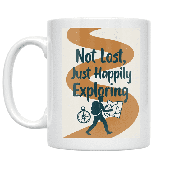 Not Lost, Just Happily Exploring - Adventurous Explorer - 11 oz Ceramic Coffee Mug