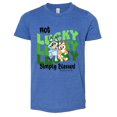thumbnail image 1 of Not Lucky Simply Blessed Bluey Youth shirt, Christian St Patrick’s Day Tee, Bible Verse Romans 4:7-8 Youth shirt Four Leaf Clover Tee, Lucky Shamrock Youth shirt, 1 of 5