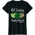 thumbnail image 1 of Not Lucky Simply Blessed Christian T-Shirt Women Short Sleeve Tops, 1 of 3