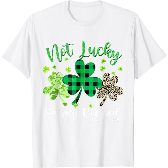 Not Lucky Simply Blessed Leopard Shamrock St Patricks Day T-Shirt