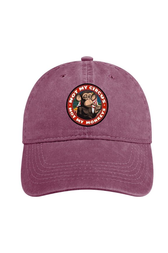 Not My Circus, Not My Monkeys Wine Red Hat Adjustable Funny Fashion Unisex Baseball Cap For Men Women