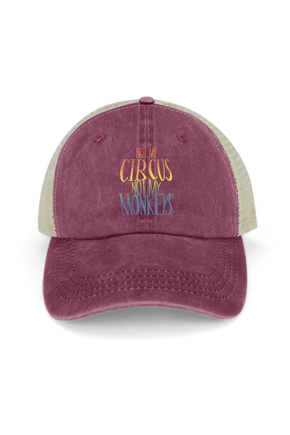 Not My Circus, Not My Monkeys Wine Red Hat Adjustable Funny Fashion Unisex Baseball Cap for Men Women