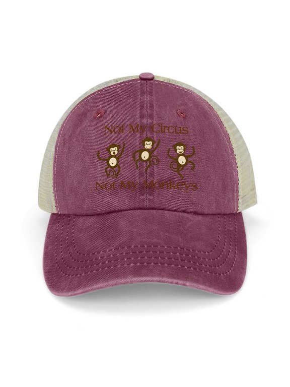 Not My Circus, Not My Monkeys Wine Red Hat Adjustable Funny Fashion Unisex Baseball Cap for Men Women