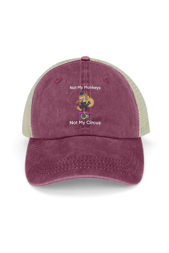 Not My Circus, Not My Monkeys Wine Red Hat Adjustable Funny Fashion Unisex Baseball Cap for Men Women