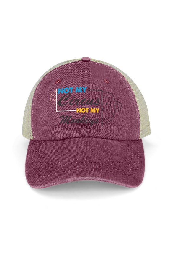 Not My Circus, Not My Monkeys Wine Red Hat Adjustable Funny Fashion Unisex Baseball Cap for Men Women