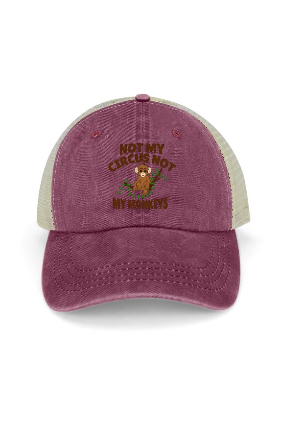 Not My Circus, Not My Monkeys Wine Red Hat Adjustable Funny Fashion Unisex Baseball Cap for Men Women