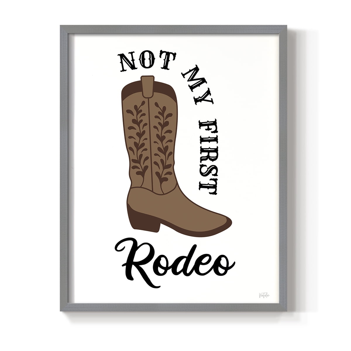 Not My First Rodeo in Gray Solid Wood 16 x 20 Framed Print