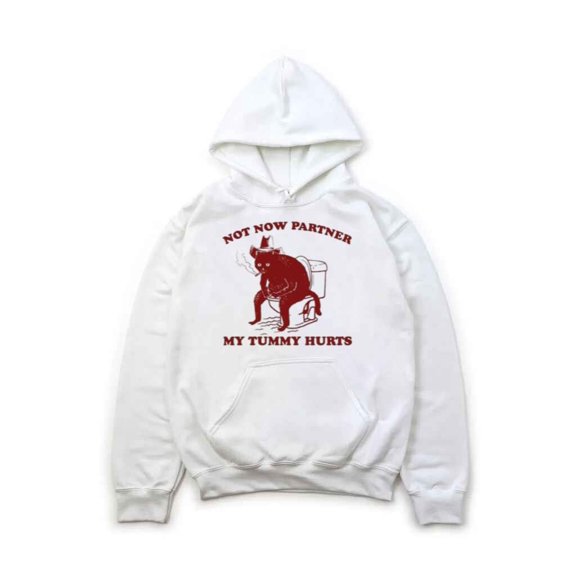 Not Now Partner My Tummy Hurts Funny Cat IBS Meme Humor T-Shirt , Hoodie , Sweatshirt, for men & women, up to size 5XL.