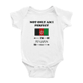 thumbnail image 1 of Not Only Am I Perfect, I'm Afghan Too! Baby Romper Bodysuit (White, 18-24 Months), 1 of 5