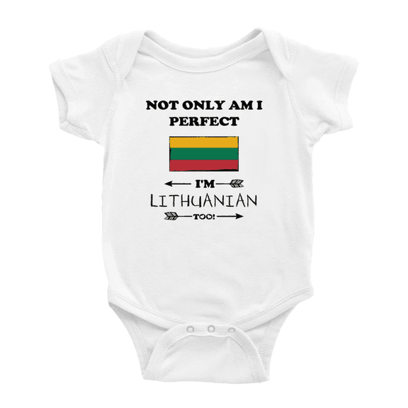 Not Only Am I Perfect, I'm Lithuanian Too! Cute Baby Rompers Baby Bodysuit (White, 6-12 Months)