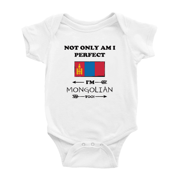 Not Only Am I Perfect, I'm Mongolian Too! Cute Baby Jumpsuits (White, 3-6 Months)