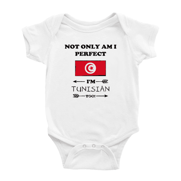 Not Only Am I Perfect, I'm Tunisian Too! Cute Baby Bodysuit (White, 18-24 Months)