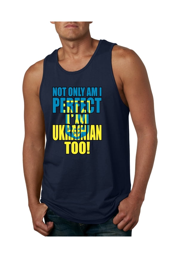 Not Only Am I Perfect I'm Ukrainian Too! Mens Graphic Tank Top, Navy, Small