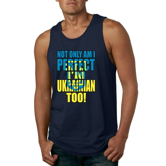 Not Only Am I Perfect I'm Ukrainian Too! Mens Graphic Tank Top, Navy, XX-Large