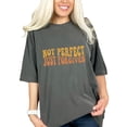 thumbnail image 1 of Not Perfect, Just Forgiven, Christian Faith Quote, Groovy Retro Wavy Text, Pepper Comfort Colors T-Shirt, 3XL, 1 of 1