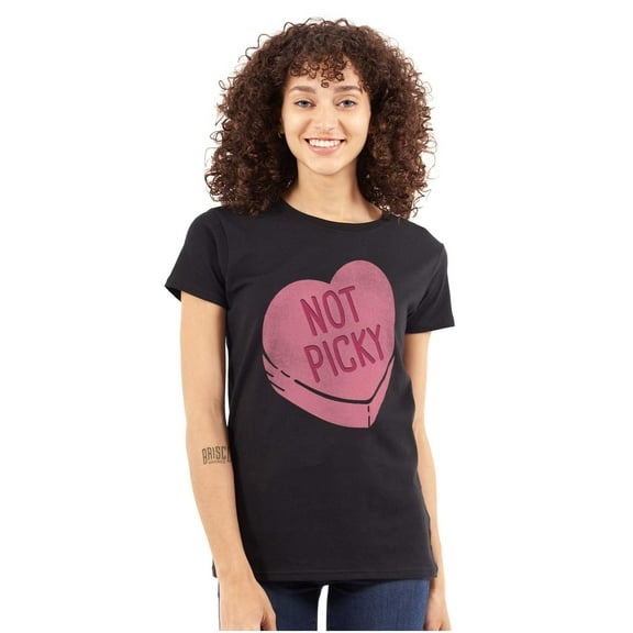 Not Picky Candy Heart Valentines Day Womens Slim Fit Graphic Tee Brisco Brands L