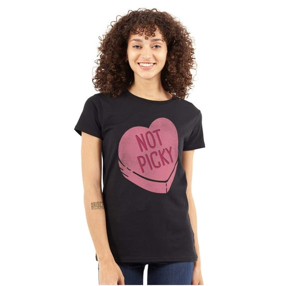 Not Picky Candy Heart Valentines Day Womens Slim Fit Graphic Tee Brisco Brands S