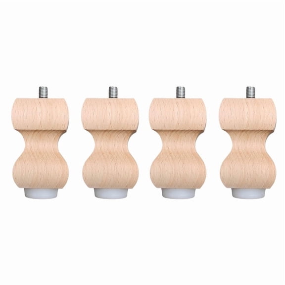 Not Polished Wooden Furniture Legs, Pack Of 4 Pieces, For Sofa, Desk, Box Etc