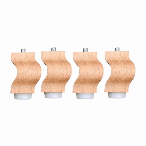Not Polished Wooden Furniture Legs, Pack Of 4 Pieces, For Sofa, Desk, Box Etc