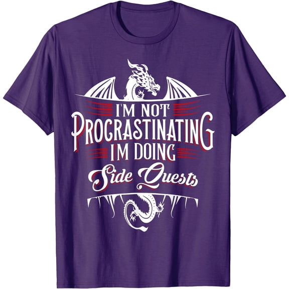 Not Procrastinating Side Quests Funny Role-playing Gamer Dragons Unisex T-Shirt for Men Women Kids Toddler