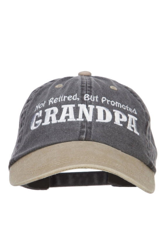 Not Retired Promoted Grandpa Embroidered Cap - Black Khaki OSFM