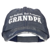 Not Retired Promoted Grandpa Embroidered Low Cotton Mesh Cap - Navy OSFM