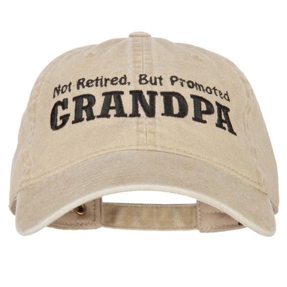 Not Retired Promoted Grandpa Embroidered Washed Cotton Twill Cap - Khaki OSFM