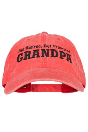 Not Retired Promoted Grandpa Embroidered Washed Cotton Twill Cap - Red OSFM
