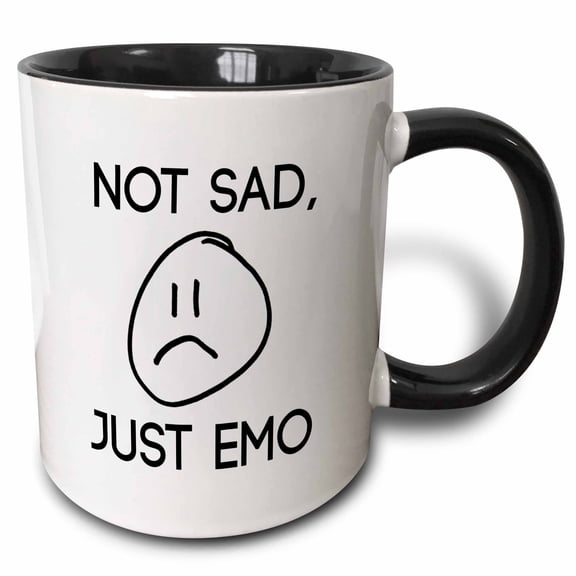 3drose, Not Sad, Just Emo, 15oz Two-tone Black Mug