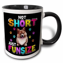 3drose, Not Short Just Funsize Welsh Corgi Dog, 11oz Two-tone Black Mug