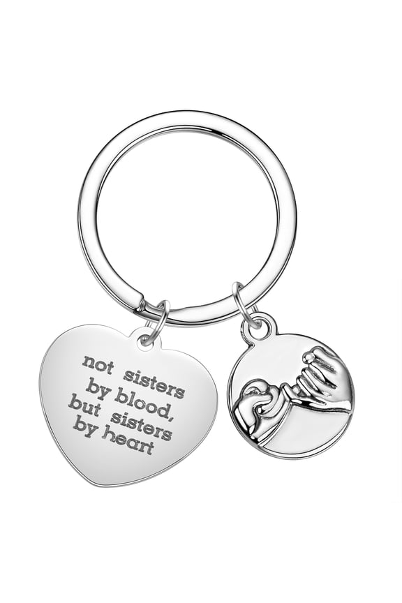 Not Sisters By Blood But Sisters By Heart Keychain Best Friends Key Chains Trendy Friendship Keyring Sister Jewelry Gift
