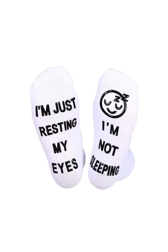 Not Sleep Just Resint Eyes Socks for Men Women with Glowing Novelty Funny Sayings Letter Cotton Socks Birthday Gift