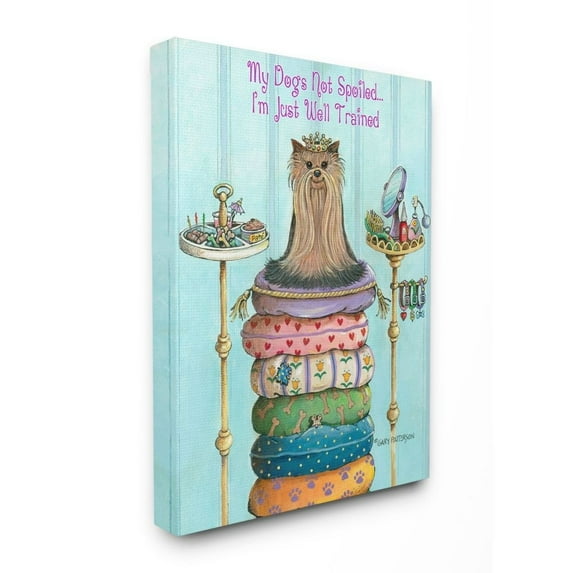 Not Spoiled Well Trained Funny Cartoon Pet Dog Design Stretched Canvas Wall Art by Gary Patterson