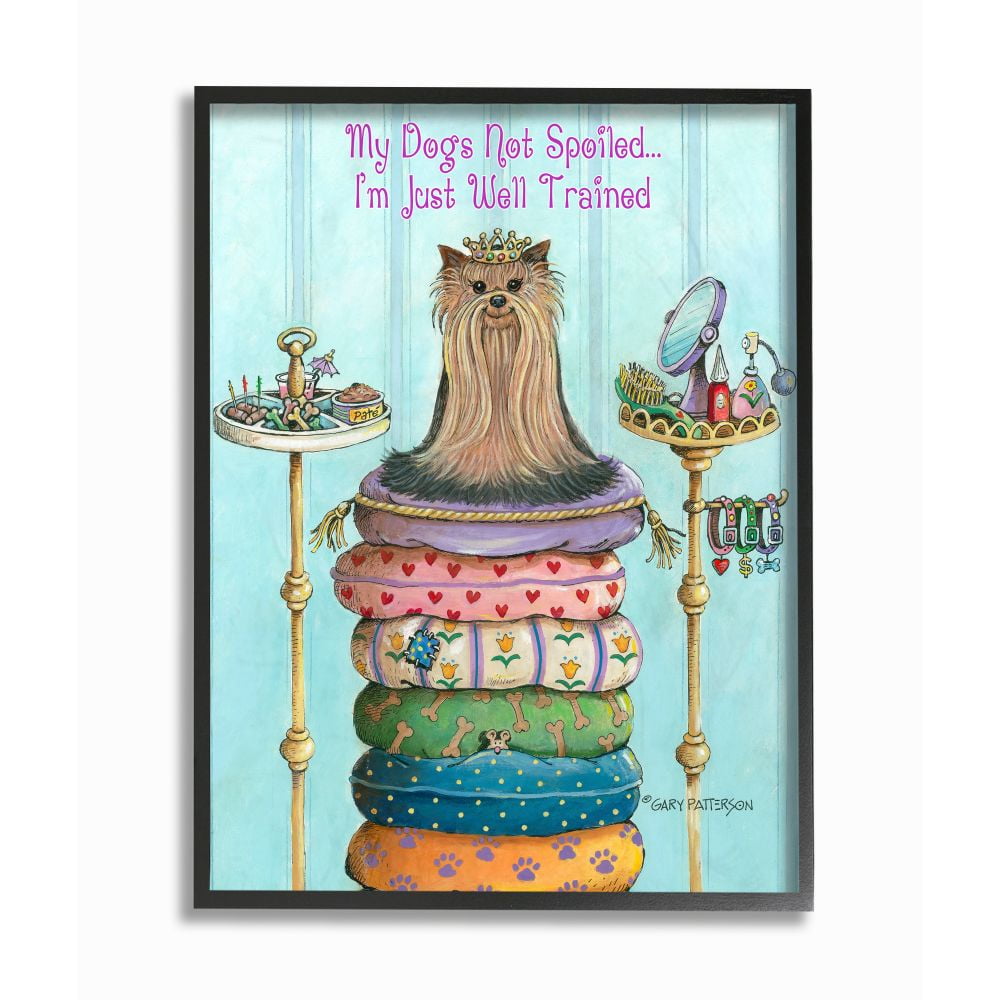 Not Spoiled Well Trained Funny Cartoon Pet Dog Design XXL Framed Giclee Texturized Art by Gary Patterson