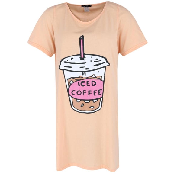 Not Tired Iced Coffee Short Sleeve Night Shirt (Women's Plus)