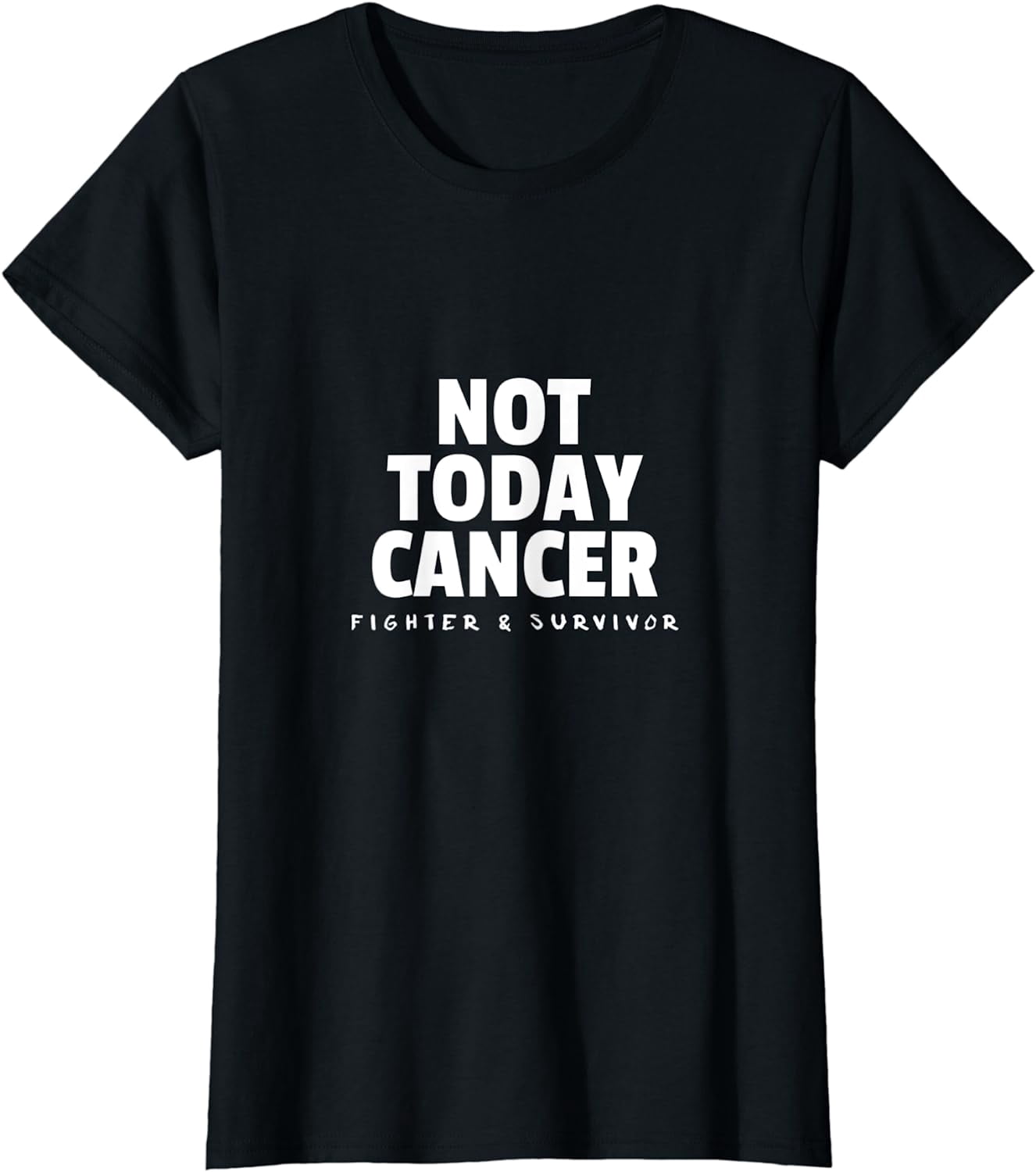 Graphic Figure & Letter Print Crew Neck T-shirt - Not Today Cancer