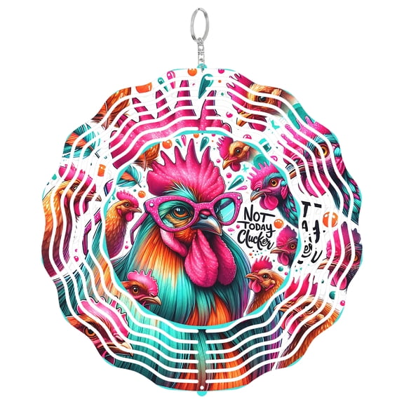 Not Today Clucker Funny Chicken 3D Wind Spinner Hanging, UV Printed Tinplate, Farmhouse Humor Decor, Sarcastic Gift, Rou