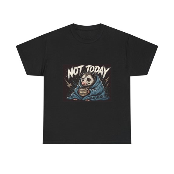 Not Today Funny Opossum T-Shirt Dead Inside Coffee Meme Graphic Tee for Men Women