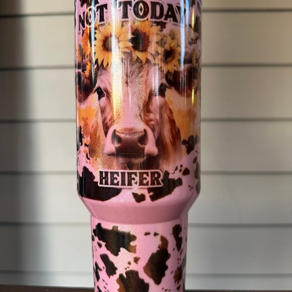 Not Today Heifer 40oz Tumbler, Cow, Sunflower, Heifer