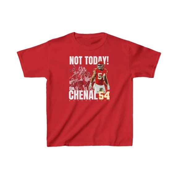 Not Today! Leo Chenal #54 Football Cartoon Kids Heavy Cotton Tee-KFTLC001B-Red-L