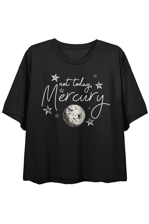 Not Today Mercury Women's Black Crew Neck Short Sleeve Crop Top-Large