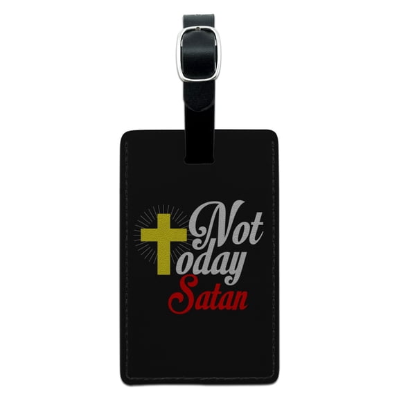 Not Today Satan Cross Christian Religious Rectangle Leather Luggage Card Suitcase Carry-On ID Tag