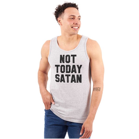 Not Today Satan Funny Christian Joke Plus Size Graphic Tank Top Brisco Brands 2X