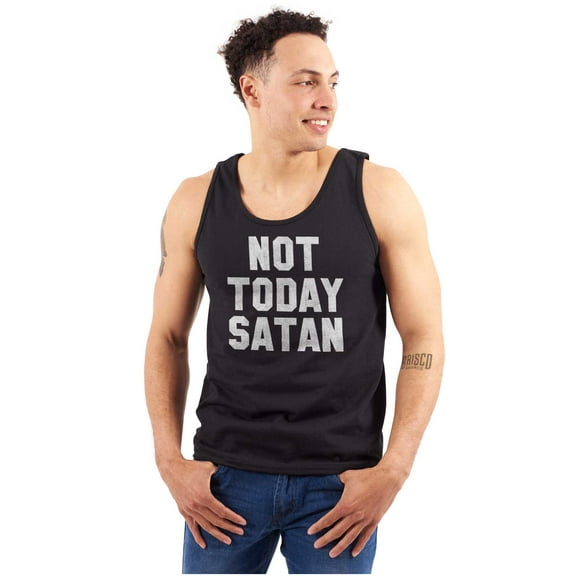 Not Today Satan Funny Christian Joke Plus Size Graphic Tank Top Brisco Brands 3X