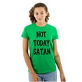 thumbnail image 1 of Not Today Satan Funny Christian Womens Fitted Plus Size Graphic Tee Brisco Brands 2X, 1 of 5