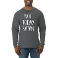 thumbnail image 1 of Not Today Satan Funny Witty Inspirational/Christian Mens Long Sleeve Shirt, Charcoal, 2XL, 1 of 2