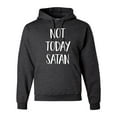 thumbnail image 1 of Not Today Satan Funny Witty Inspirational/Christian Unisex Graphic Hoodie Sweatshirt, Heather Black, Large, 1 of 2