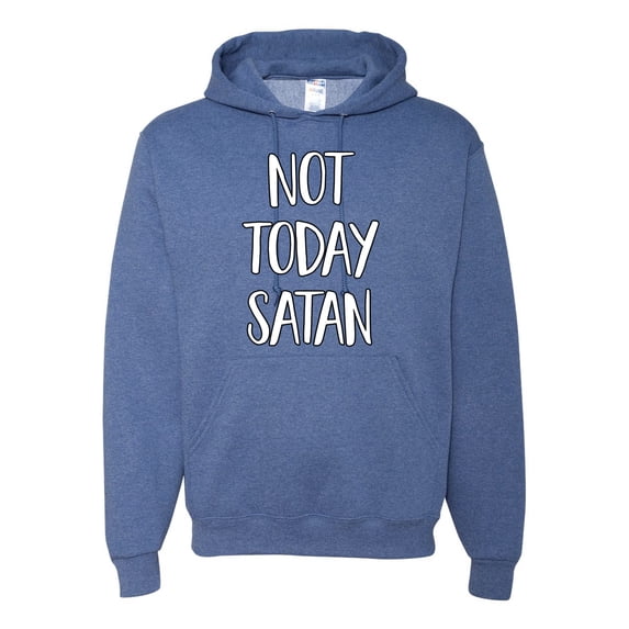 Not Today Satan Funny Witty Inspirational/Christian Unisex Graphic Hoodie Sweatshirt, Vintage Heather Blue, Medium
