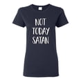 thumbnail image 1 of Not Today Satan Funny Witty Inspirational/Christian Womens Graphic T-Shirt, Navy, 3XL, 1 of 2